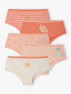 -Lote de 5 shorties "summer", em algodão bio, para menina