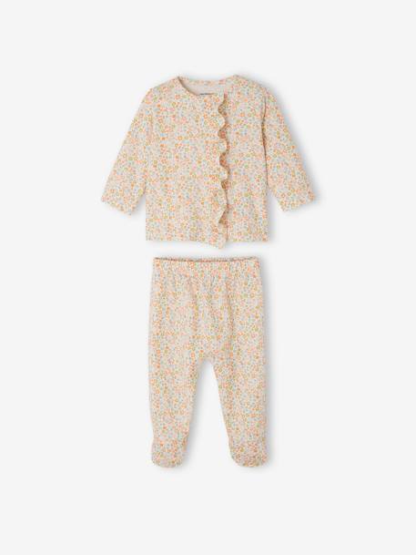 Lote de 2 pijamas de 2 peças, em jersey, para bebé cru 