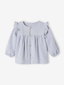 Bebé 0-36 meses-Blusas, camisas-Blusa com folhos, em gaze de algodão, para bebé