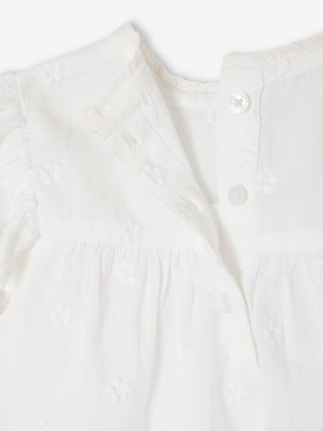 Blusa bordada de mangas compridas, para recém-nascido branco 