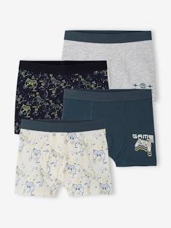 Menino 2-14 anos-Roupa interior-Slips, Boxers -Lote de 4 boxers stretch "gamer", em algodão bio, para menino