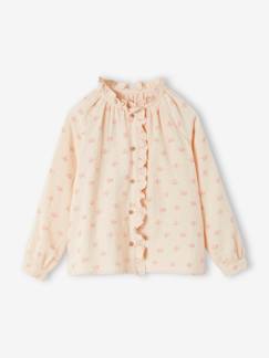 Menina 2-14 anos-Blusa com folhos, personalizável, em gaze de algodão, estampada às flores, para menina