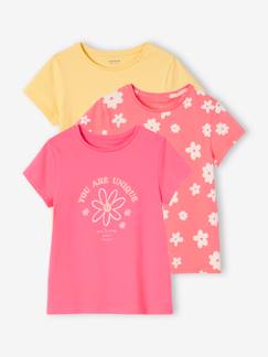 Menina 2-14 anos-T-shirts-T-shirts-Lote de 3 t-shirts sortidas com detalhes irisados, para menina