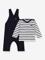 Conjunto jardineiras e camisola estilo marinheiro, da PETIT BATEAU marinho 