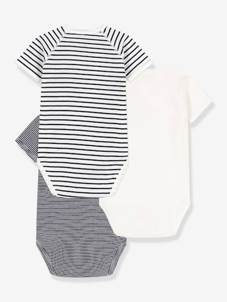 Lote de 3 bodies, da PETIT BATEAU marinho 