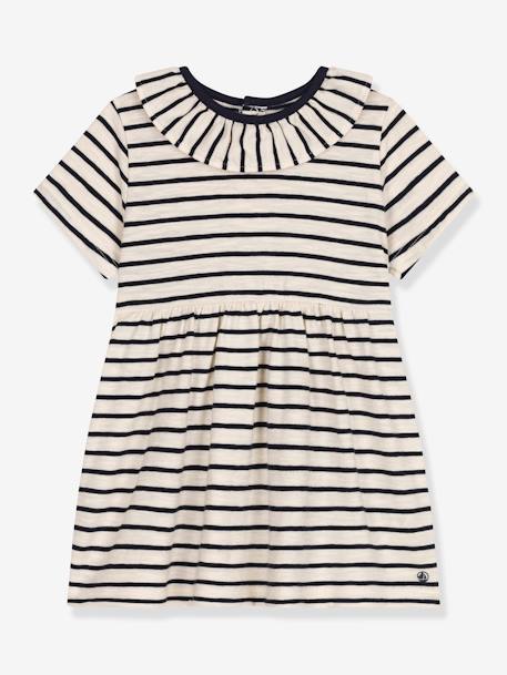 Vestido às riscas, para bebé, da PETIT BATEAU bege mesclado 