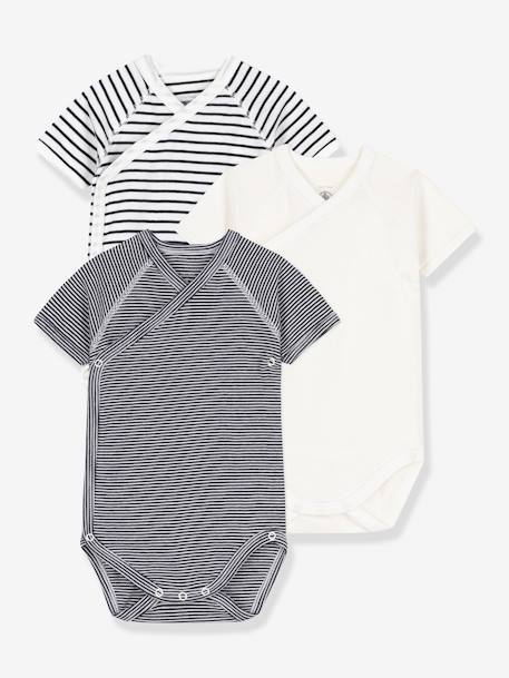 Lote de 3 bodies, da PETIT BATEAU marinho 