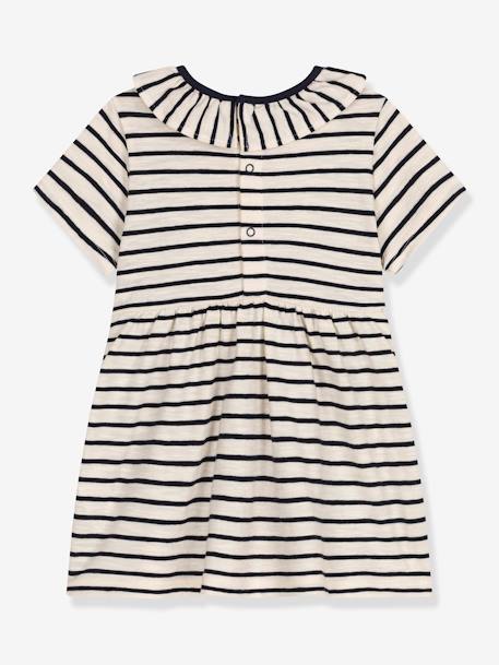 Vestido às riscas, para bebé, da PETIT BATEAU bege mesclado 