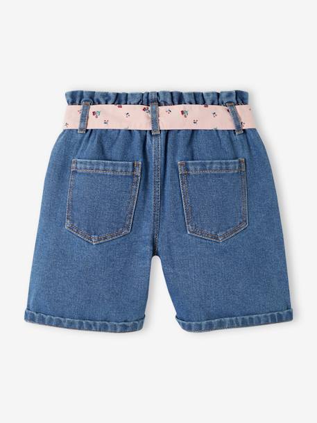 Bermudas de ganga estilo paperbag, para menina stone 