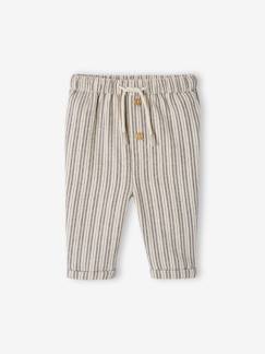 Bebé 0-36 meses-Calças, jeans-Calças às riscas, cós elástico, para recém-nascido