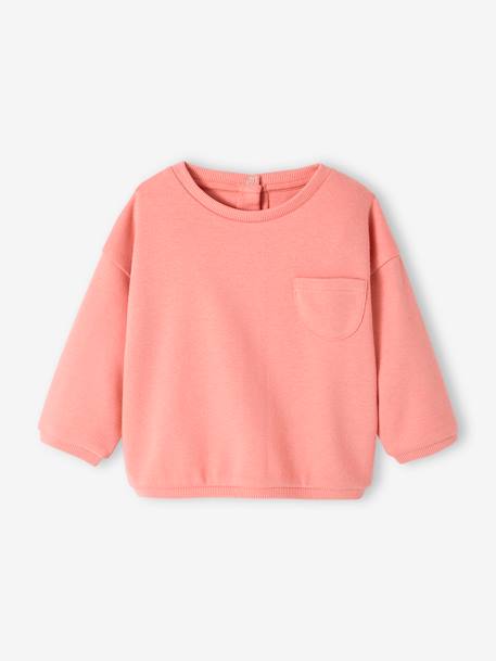 Conjunto sweat e saruel, em moletão, para bebé rosa-blush 