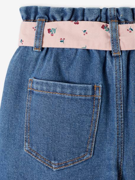 Bermudas de ganga estilo paperbag, para menina stone 