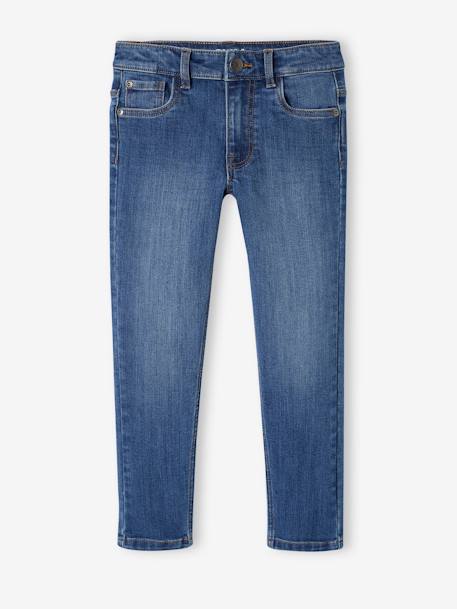 Jeans slim indestrutíveis, para menino AZUL ESCURO LISO+stone 