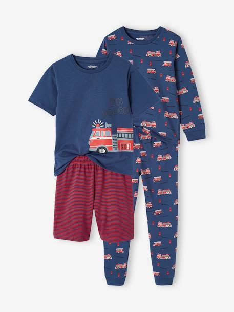 Lote pijama + pijama-calção, bombeiros, para menino azul-oceano 