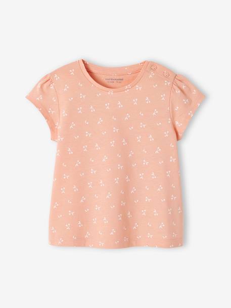 Lote de 2 t-shirts basics de mangas curtas, para bebé rosa+rosa-velho 