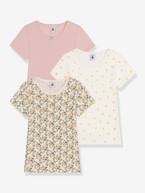 Lote de 3 t-shirts de mangas curtas, da PETIT BATEAU rosa-velho 