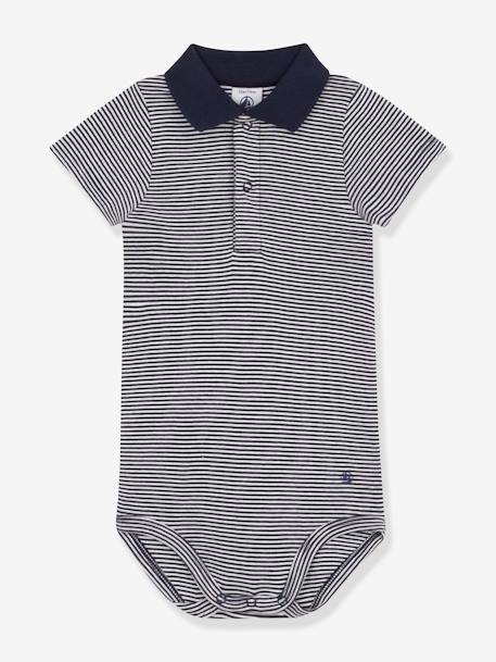 Body de mangas curtas, gola polo, da PETIT BATEAU azul 