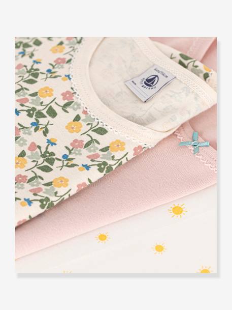 Lote de 3 t-shirts de mangas curtas, da PETIT BATEAU rosa-velho 