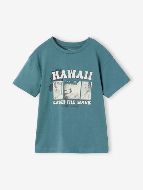 T-shirt, para menino coral+cru+verde-água 