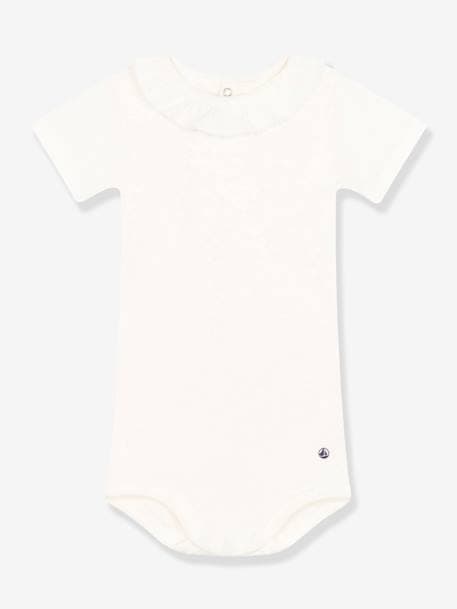 Body de mangas curtas com gola, da PETIT BATEAU branco 