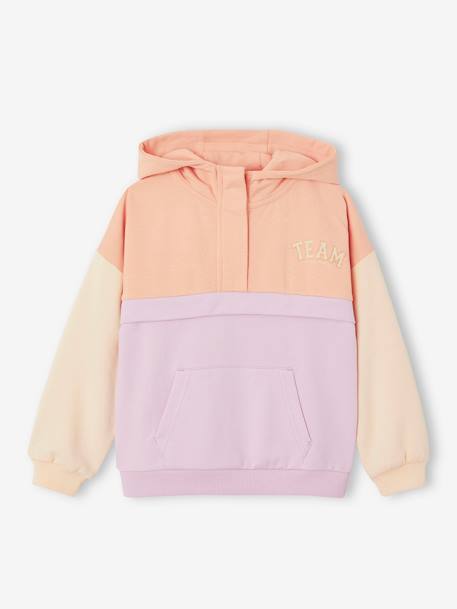 Sweat desportiva colorblock, com capuz, para menina lilás 