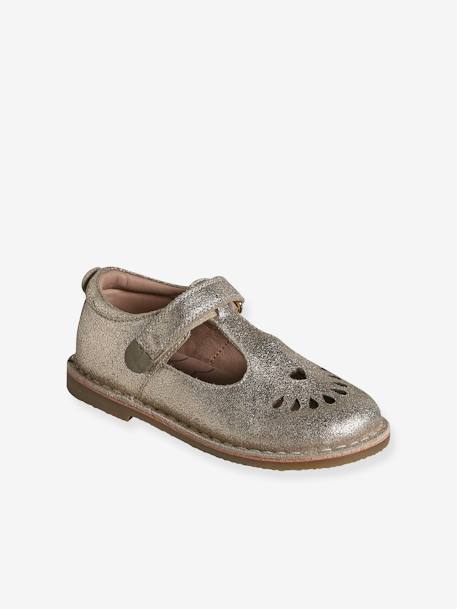 Sapatos em pele, para menina, coleção autonomia cru+dourado+ROSA MEDIO LISO COM MOTIVO 