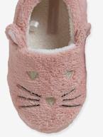 Pantufas estilo pelinho, gato, para criança rosa 