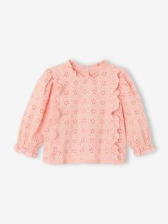 Bebé 0-36 meses-Blusa em bordado inglês, com folhos, para bebé