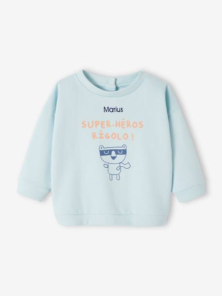 Sweat de gola redonda, personalizável, para bebé azul-céu+noz pecã 