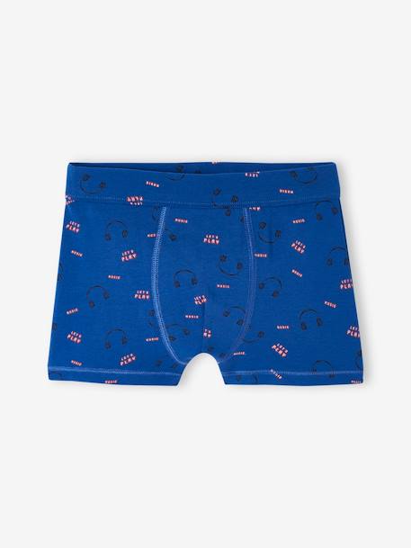 Lote de 7 boxers stretch, urso, em algodão bio, para menino azul-rei 