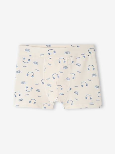 Lote de 7 boxers stretch, urso, em algodão bio, para menino azul-rei 