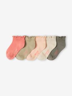 Menina 2-14 anos-Roupa interior-Meias-Lote de 5 pares de meias com folhos, para menina