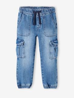 Menino 2-14 anos-Jeans-Calças à militar de ganga, fáceis de calçar, para menino