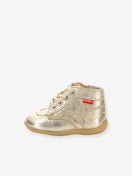 Botinhas em pele, Bonzip 961630-10-113 da KICKERS®, para bebé dourado 