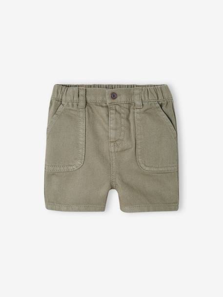 Bermudas com cós elástico, para bebé caqui 