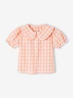 Blusa em vichy de mangas curtas, para bebé quadrados rosa 