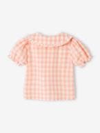 Blusa em vichy de mangas curtas, para bebé quadrados rosa 