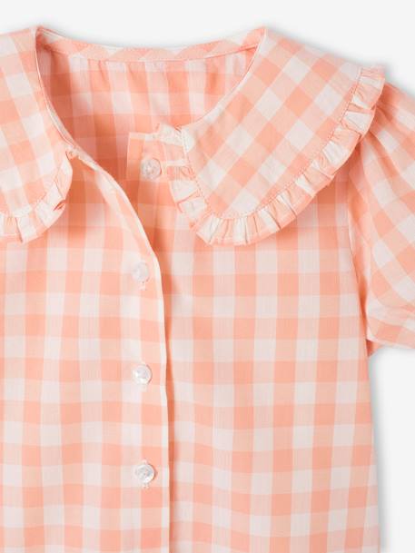 Blusa em vichy de mangas curtas, para bebé quadrados rosa 