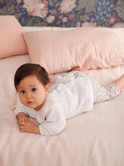 Bebé 0-36 meses-T-shirts-T-shirts-Blusa em gaze de algodão, folho na gola, para bebé