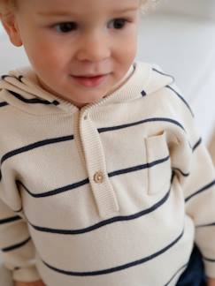 Bebé 0-36 meses-Camisolas, casacos de malha, sweats-Camisola às riscas, com capuz, para bebé