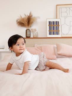 Personalizáveis-Bebé 0-36 meses-Conjuntos-Conjunto t-shirt com gola e calções floridos, para recém-nascido
