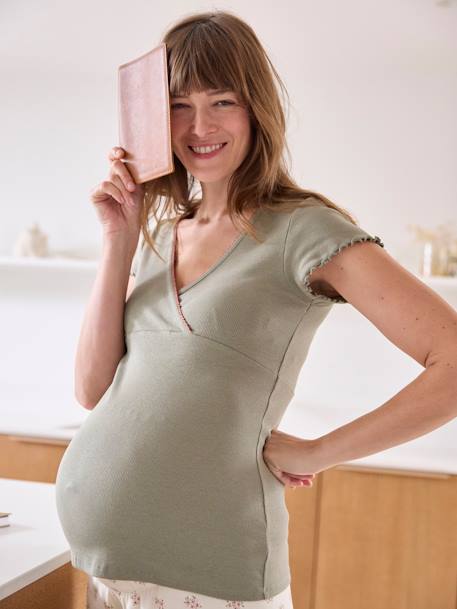 Pijama especial gravidez e amamentação cru 