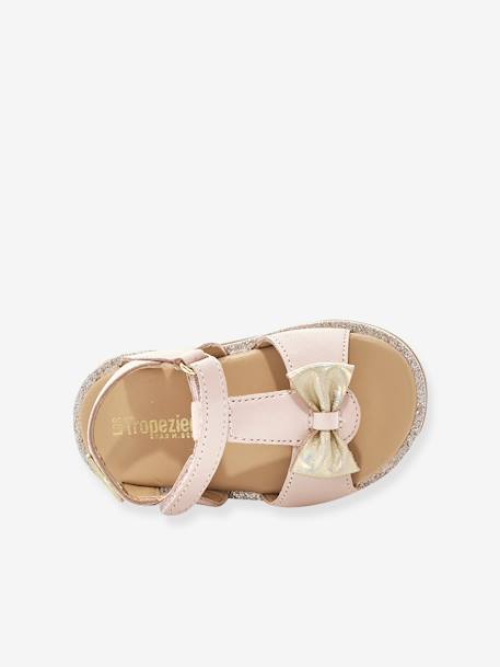 Sandálias em pele, com barra autoaderente, para bebé, Izorro LES TROPEZIENNES® PAR M. BELARBI bege-dourado+rosa 