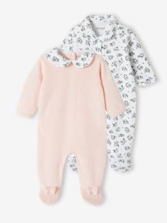 Bebé 0-36 meses-Pijamas, babygrows-Lote de 2 pijamas em veludo, para bebé