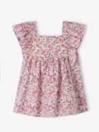 Vestido com folhos, para bebé estampado rosa+quadrados rosa 