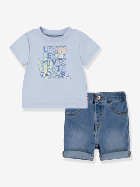 Conjunto calções + t-shirt da Levi's®, para criança azul-céu 