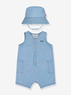 Conjunto macacão + chapéu tipo bob da Levi's®, para bebé