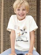 T-shirt grossa, com onda, para menino cru 