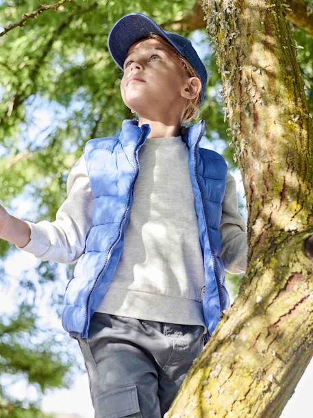 Parka 3 em 1 com colete amovível, meia-estação, para menino marinho+verde-salva 