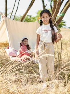 Menina 2-14 anos-Calças cargo para menina em matéria fluida